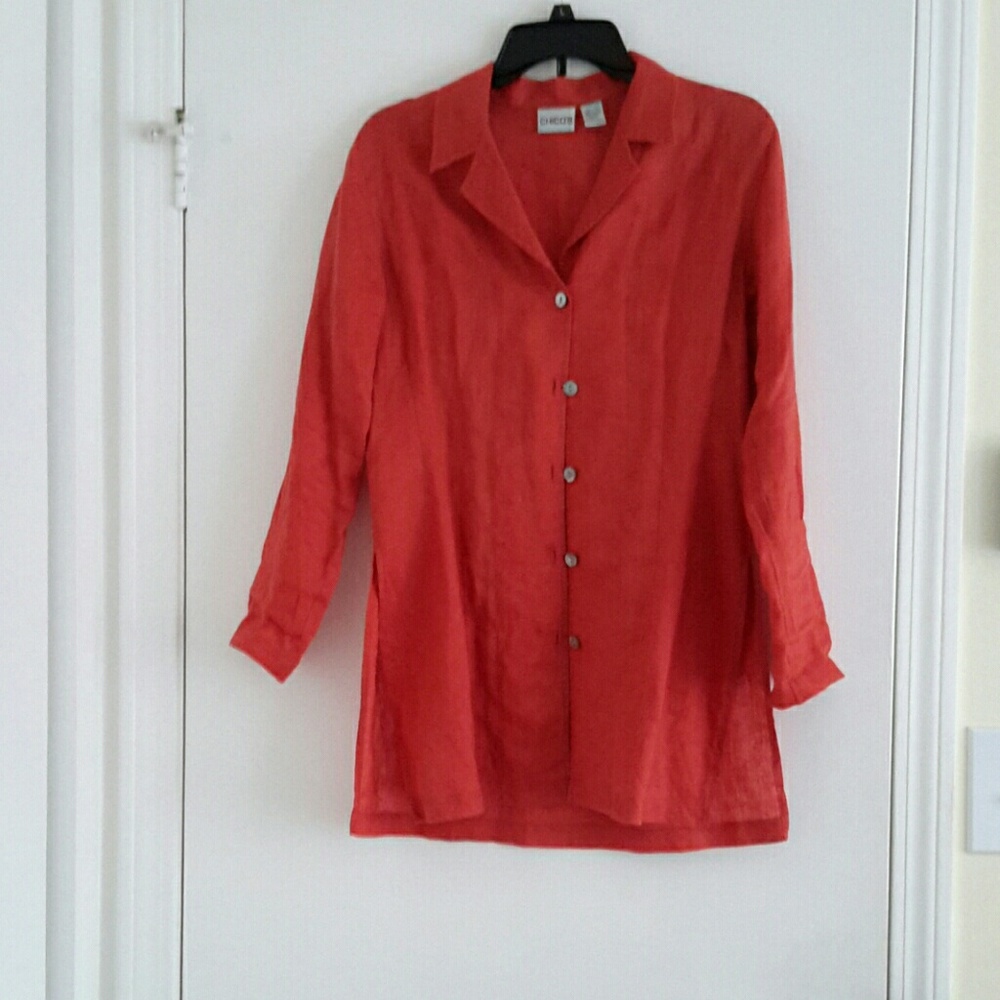 Chico's linen orange blazer or jacket, size 0